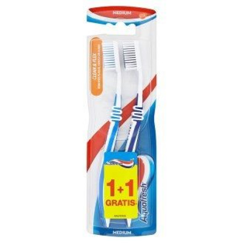 Aquafresh Clean and Flex Toothbrush with Medium Soft Bristles - Medium 1 + 1 pc