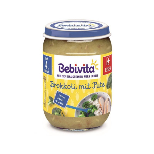 Bebivita Broccoli Puree with Turkey Meat for Children 4+ Months 6.7 oz (190 g) - 1730
