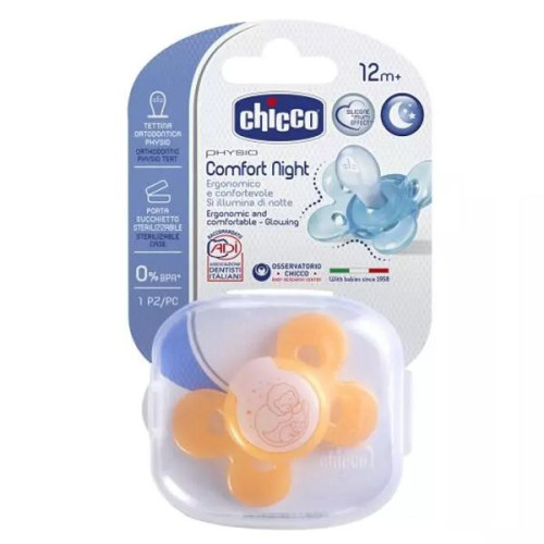 Chicco Physio Comfort Night 0% Bpa Silicone Pacifier with Box for Children 12+ Months 1 pc