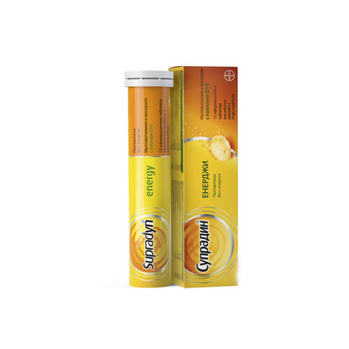 Bayer Supradin Energy Multivitamins and Minerals Enriched with Coenzyme Q10 15 Effervescents Tablets