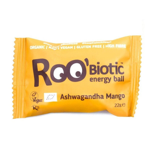 Roobiotic Organic Raw Energy Ball Ashwagandha and Mango Gluten-Free 0.79 oz (22 g)