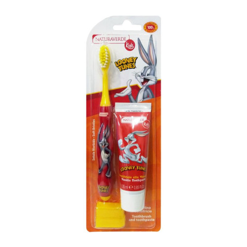 Disney Looney Tunes Promo Set for Children Toothbrush and Toothpaste with Vanilla Flavor