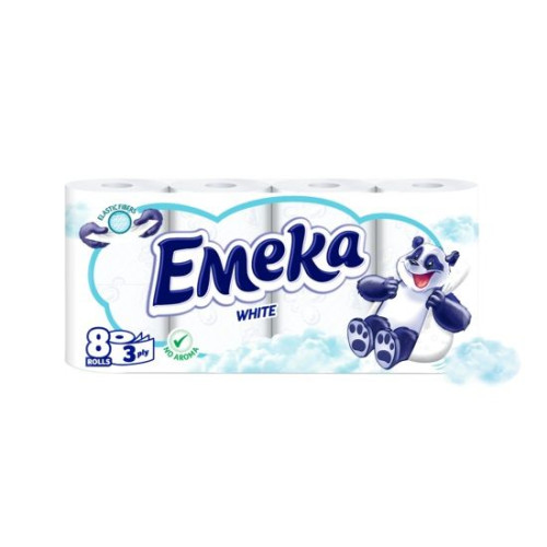 Emeka White Unscented 3-ply Toilet Paper 8 Rolls