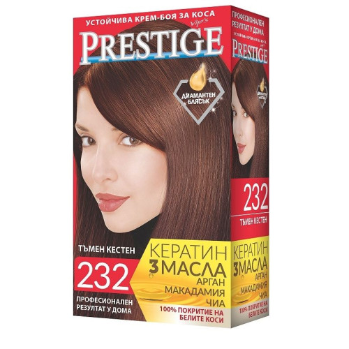 Prestige Permanent Cream Hair Dye Dark Chestnut 232