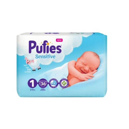 Pufies Sensitive 1 Newborn Diapers for Babies 4.4-11 lb (2-5 kg) 36 pcs