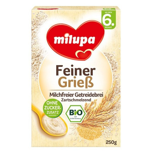 Milupa Dairy-free Organic Semolina Porridge for Children 6+ Months 8.82 oz (250 g)