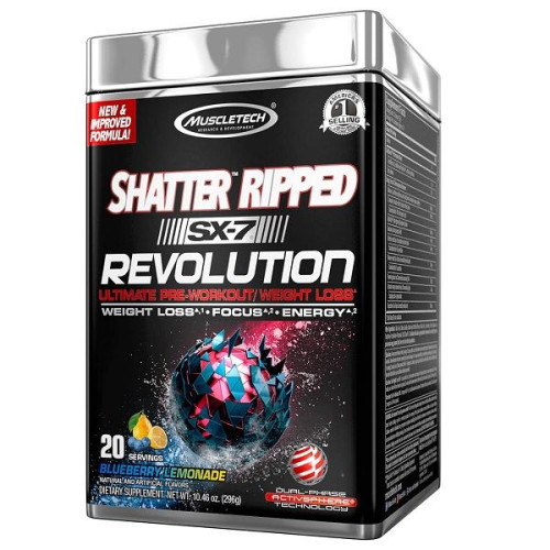 Muscletech Shatter Ripped SX-7 Revolution Blueberry Lemonade Flavor 10.44 oz (296 g)