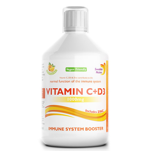 Swedish Nutra Vitamin C 1000 mg + D3 + Zinc 16.91 fl oz (500 ml)