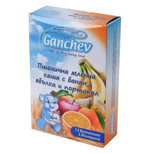 Ganchev Wheat Milk Porridge with Banana Apple and Orange for Children 6+ Months 7.05 oz (200 g)