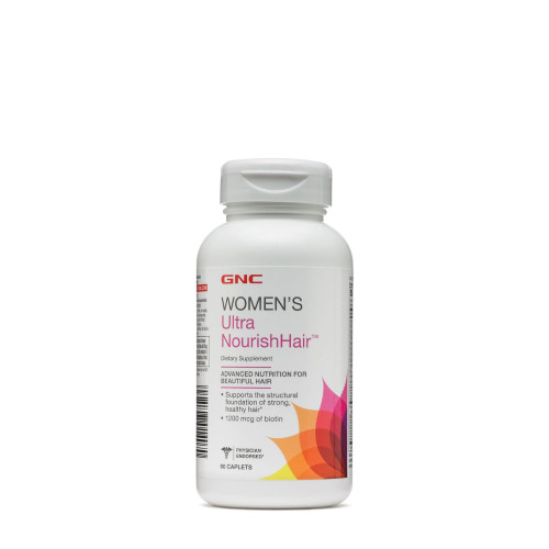 GNC Women's Ultra Nourish Hair Vitamins for Women for Healthy and Shiny Hair 60 Caplets