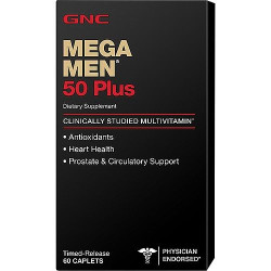 GNC Mega Men 50 Plus Multivitamins for Men Over 50 with Extended Release 60 Capsules