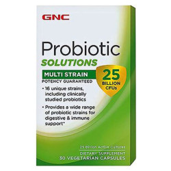 GNC Probiotic Solutions Multi Strain Probiotic with 25 Billion Bacteria 30 Capsules - 16 Strains of Probiotic Cultures in One Capsule