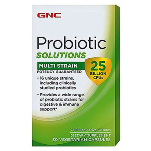 GNC Probiotic Solutions Multi Strain Probiotic with 25 Billion Bacteria 30 Capsules - 16 Strains of Probiotic Cultures in One Capsule