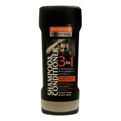 Groom N Shave 3-in-1 Shampoo and Conditioner for Hair Beard and Mustache 8.45 fl oz (250 ml)