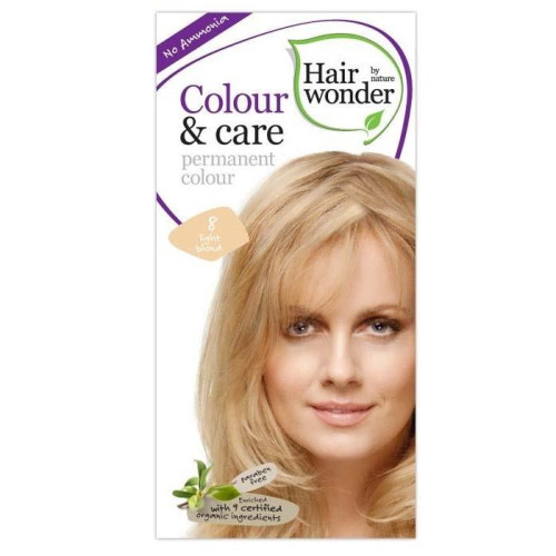Hairwonder Color and Care Permanent Ammonia-Free Hair Dye Color 8 Light Blonde