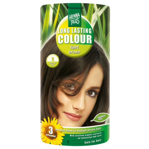 Hennaplus Long Lasting Color Long-Lasting Hair Dye with Organic Extracts Color 5 Light Brown