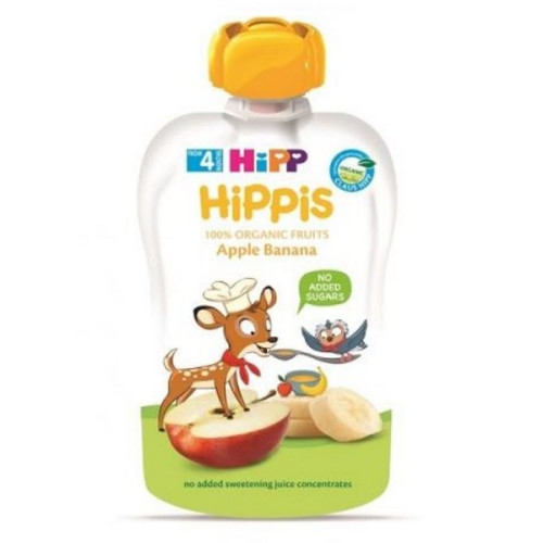 Hipp Organic Happy Fruit Snack with Apples and Bananas for Children 4+ Months 3.53 oz (100 g)
