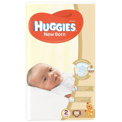Huggies Malibu Jumbo Diapers for Newborns Size 2 from 8.8 to 13.2 lb (4-6 kg) 64 pcs