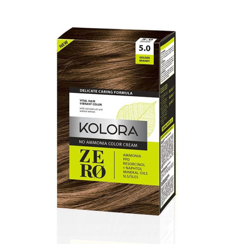 Kolora Zero Ammonia-Free Semi-Permanent Cream Hair Dye 5.0 Golden Cognac