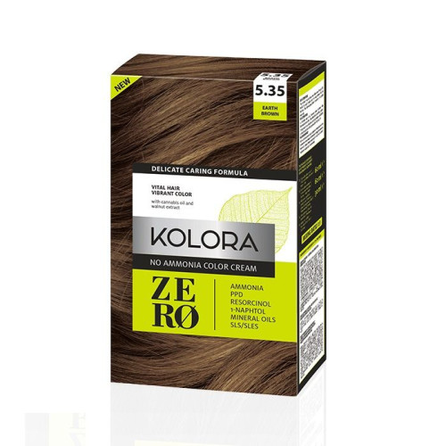Kolora Zero Ammonia-Free Semi-Permanent Cream Hair Dye 5.35 Earth Brown