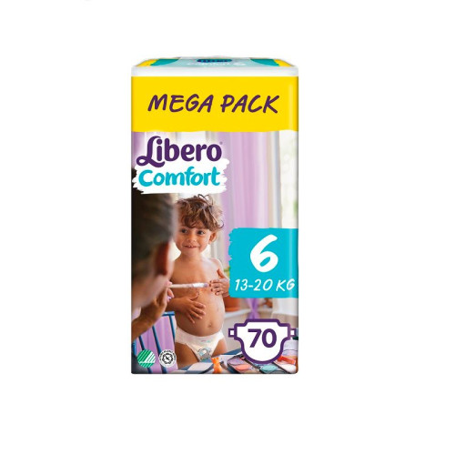Libero Comfort 6 Junior Diapers for Babies and Children 28.7-44.1 lb (13-20 kg) 70 pcs