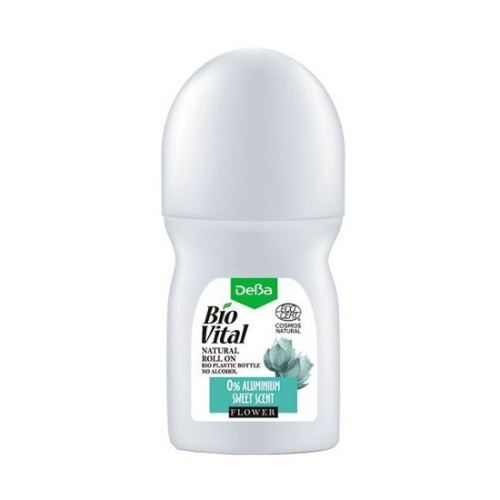 Deva Bio Vital Flower Natural Roll-On Antiperspirant with Scent for Normal and Sensitive Skin 1.69 fl oz (50 ml)