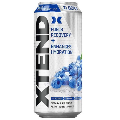 Xtend Carbonated Otg Blue Raspberry Ice BCAA for Recovery and Hydration Blueberry 15.99 fl oz (473 ml)