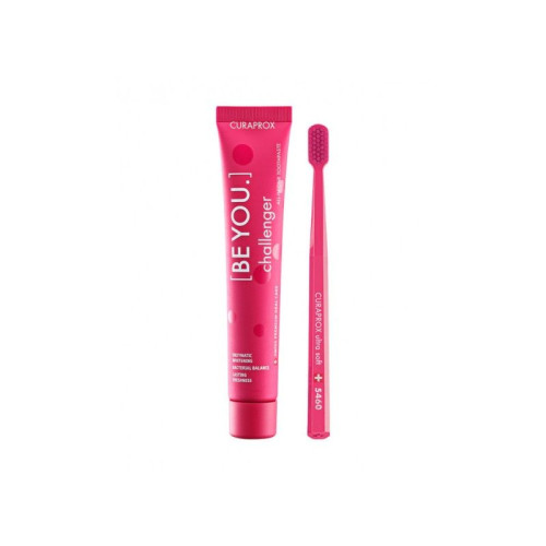 Curaprox Challenger Promo Set Toothbrush and Whitening Toothpaste with Gin Tonic and Persimmon Flavor
