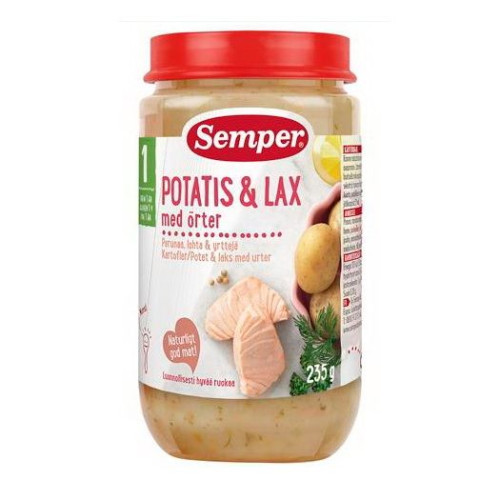 Semper Puree Salmon in Herb Sauce for Children 1+ Year 8.29 oz (235 g) - 9606