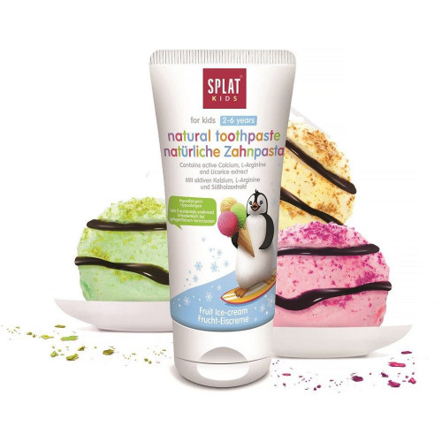 Splat Kids Fruit Ice Cream Toothpaste for Children Aged 2-6 Fruit Ice Cream Flavor Paraben-Free 1.69 fl oz (50 ml)