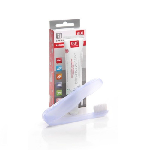 Splat Travel Set Toothbrush and White Plus Toothpaste for Sensitive Teeth 1.35 fl oz (40 ml)