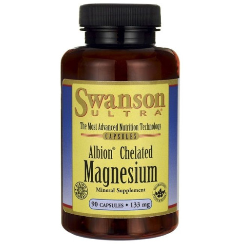Swanson Albion Chelated Magnesium Glycinate for Healthy Bones Joints and Muscles 133 mg 90 Capsules