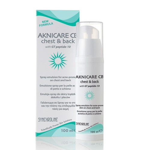 Synchroline Aknicare Chest and Back Emulsion Spray for Chest and Back for Acne-Prone Skin 3.38 fl oz (100 ml)
