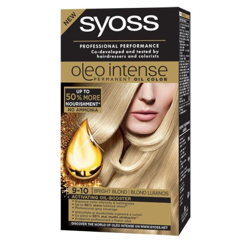 Syoss Oleo Intense Permanent Cream Hair Dye Without Ammonia 9-10 Light Blonde