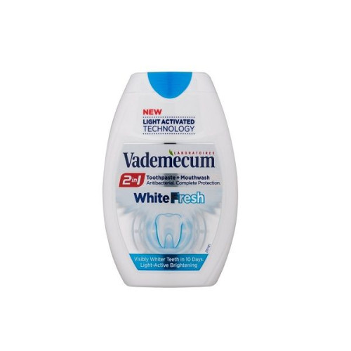 Vademecum White Fresh 2 in 1 Whitening Toothpaste and Antibacterial Mouthwash 2.54 fl oz (75 ml)