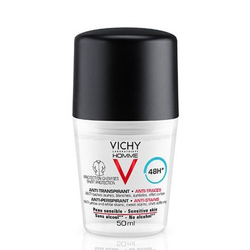 Vichy Homme Deodorant Roll-On Anti-Perspiration 48h 1.69 fl oz (50 ml)
