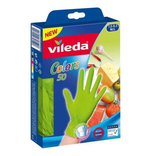 Vileda Colors M/L Household Gloves 50 pcs