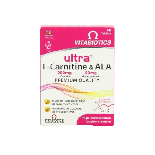 Vitabiotics Ultra L-Carnitine + Alpha Lipoic Acid Fat Burning Easy Weight Loss 60 Tablets