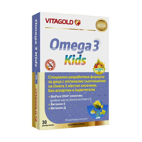 Vitagold Omega-3 for Protection Against Viruses and Diseases Tutti Frutti Flavor 30 Chewable Capsules