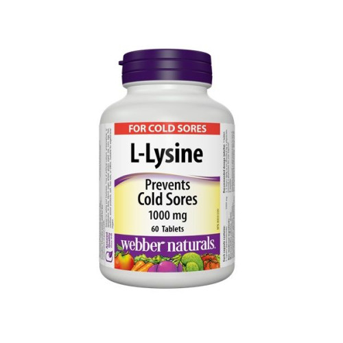 Webber Naturals L-Lysine Vegan Tablets for Herpes 1000 mg 60 Tablets