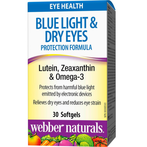 Webber Naturals Blue Light Dry Eye Capsules for Good Vision and Blue Light Protection with Calendula 30 Capsules