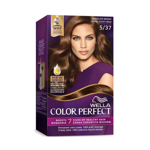 Wella Color Perfect Permanent Cream Hair Color Rich Color Chocolate Brown 5/37