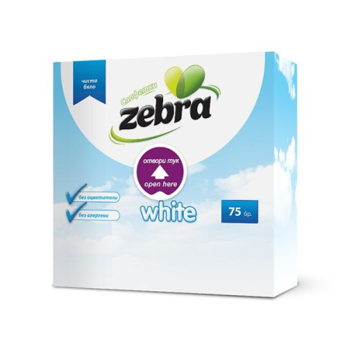 Zebra White White Napkins 75 pcs