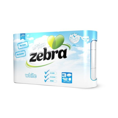 Zebra White Toilet Paper 12 Rolls