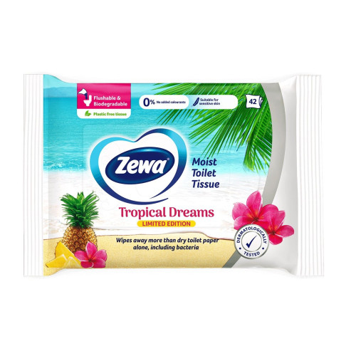 Zewa WC Tropical Dreams Moist Toilet Paper 42 Rolls