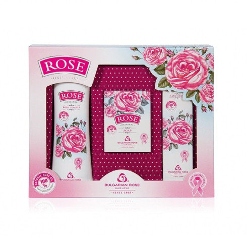 Bulgarian Rose Karlovo Original Promo Set Body Lotion Soap and Hand Cream
