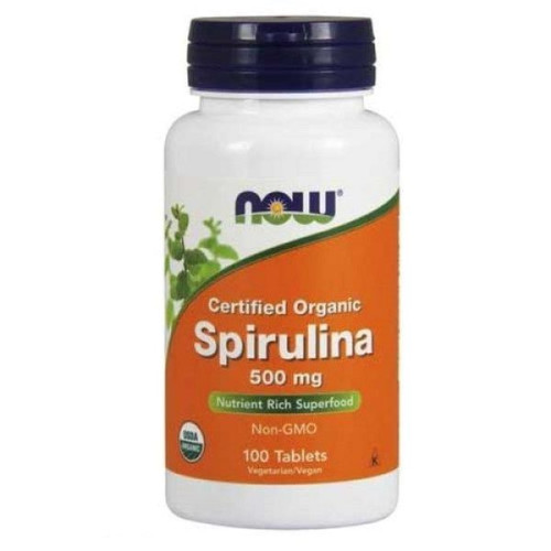 Now Foods Spirulina for Strong Immunity and Reduction of Bad Cholesterol 500 mg 100 Tablets