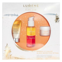 Lumene Valo Promo Set Cleansing Balm + Day Cream + Serum Cocktail with Vitamin C for Healthy Skin SPF 15