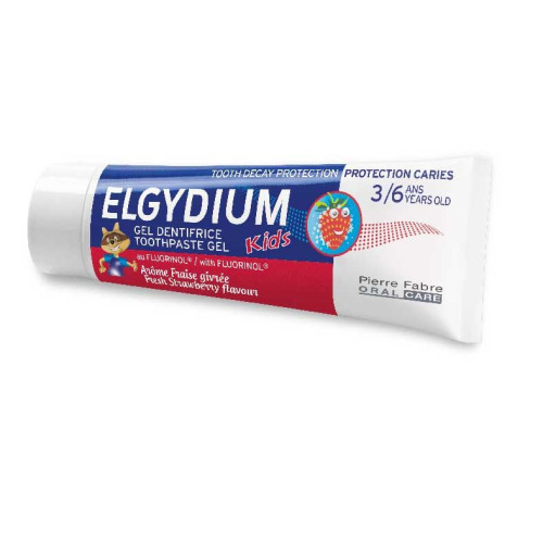 Elgydium Kids Children's Toothpaste for 3-6 Year+ with Cavities Strawberry Flavor 1.69 fl oz (50 ml)