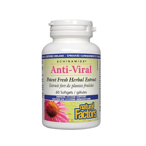 Natural Factors Anti-Viral with Echinacea for Colds and Flu for Strong Immunity 128 mg 60 Capsules